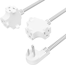 2 Pack 3 Outlet Extension Cord Power Strip, 8 Ft Extension Cord, Use in Office,
