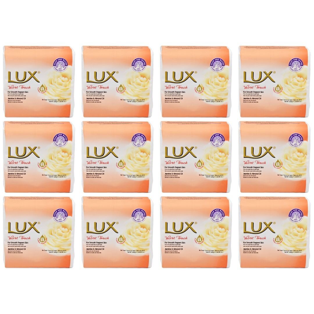 Lux Soap Bar Velvet Touch Jasmine & Almond Oil 80gm x 3Bas x 12