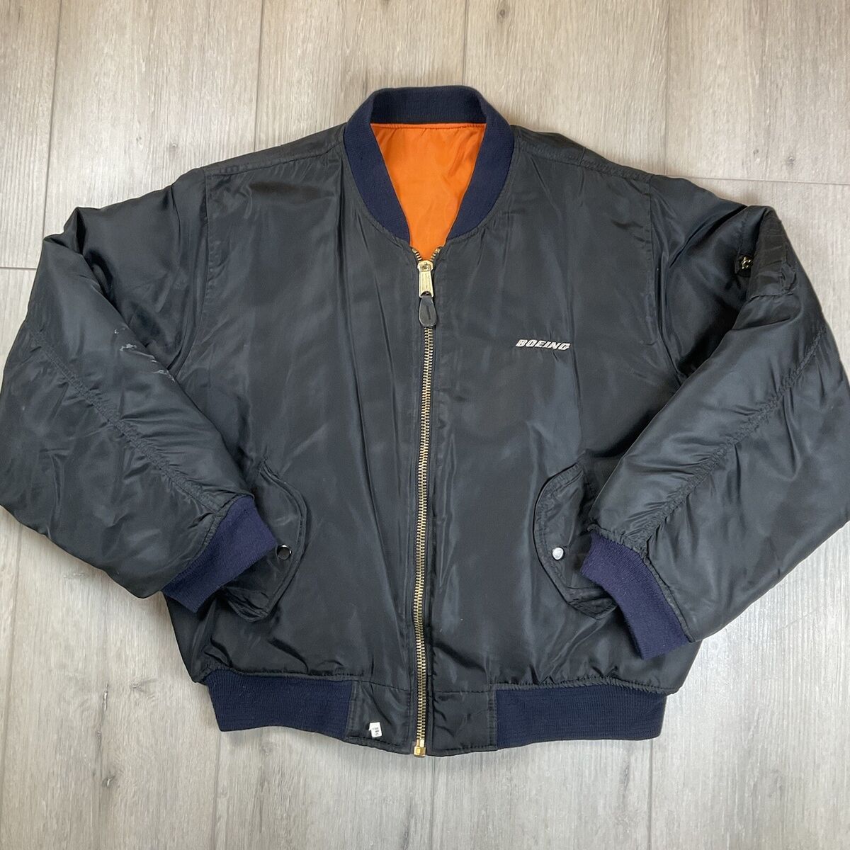 Vtg MA-1 Boeing Bomber Jacket Satin Flight Aviator Mens Vtg MA-1 Boeing Bomber Jacket Satin Flight Aviator Mens