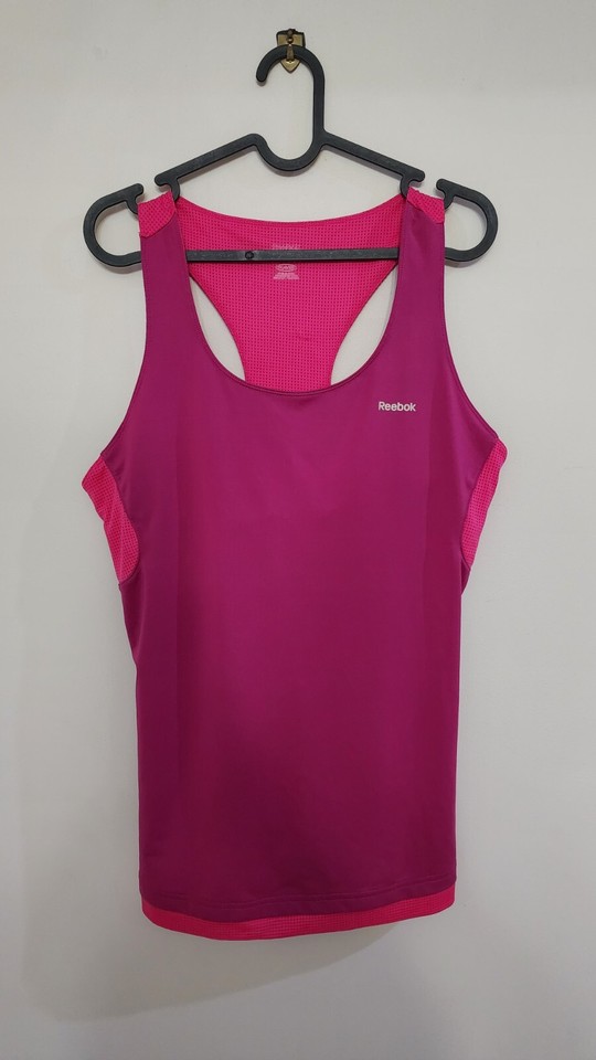 REEBOK Label Women Pink Purple Activewear Running Sleeveless Gym Top UK 12 US M