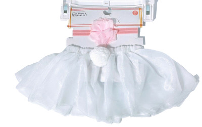 Easter Set Baby Tutu White with Bunny Tail and Headband Color Pink (Baby 0-6 M)