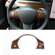 For Tesla Model 3 Y 2017-2023 Matte Wood Grain Steering Wheel Button Frame Cover