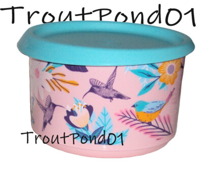 Tupperware Canisters Hummingbird Meadow Bird Pink Blush Small 2 c Snack Canister