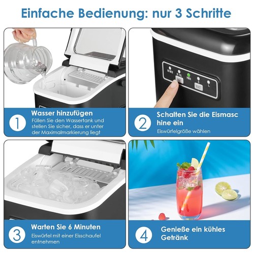 Eiswürfelmaschine Eiswürfelbereiter Icemaker Ice Maker Machine 2 Eiswürfel-Größe - Afbeelding 18 van 19
