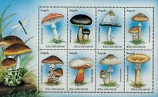 Angola 1999 - Mushrooms - Sheet of 8 Stamps - Scott #1102 - MNH