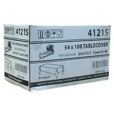 1 Case of Tablecloths Rectangular Tables 48 PCS Plastic 54''X108'' Red Gingham
