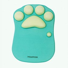 Cat Paw Mouse Pad Wrist Support Soft Silicone Green 10.7x7.8x0.9 Inch
