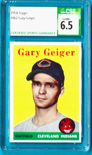 1958 TOPPS #462 GARY GEIGER SP ROOKIE CARD RC CSG 6.5 EXMT+. rookie card picture