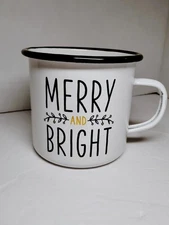 SIPS Drinkware Enamel Mug 12 oz Merry and Bright Perfect For Gift Giving/DIY