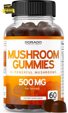 Mushroom Gummies 10 in 1 Blend 60 Gummies with Lions Mane, Cordyceps, Reishi 