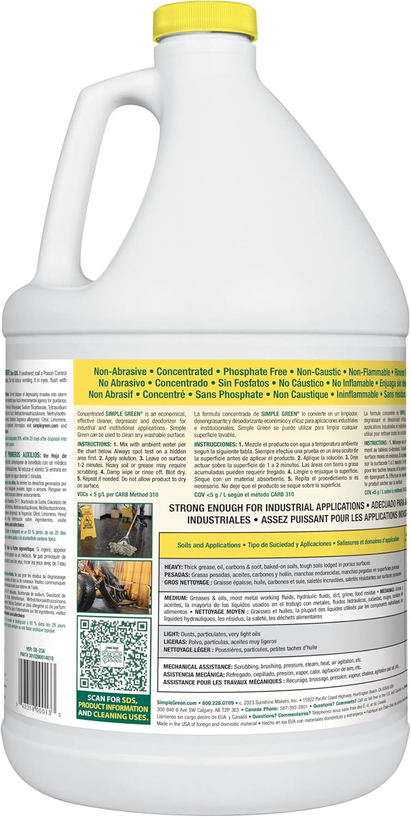 Simple Green 73434010 14010 Industrial Cleaner & Degreaser, Concentrated, Lemon,