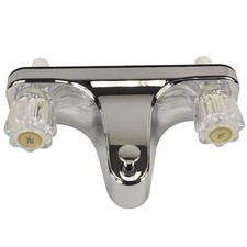 2-Handle Mobile Home RV Tub Shower Off-Set Faucet Chrome Clear Acrylic Handles