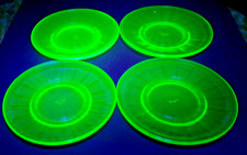 Akro Agate-Set Of 4 Small Interior Panel Transparent Green Plates-Glows Blk Lite