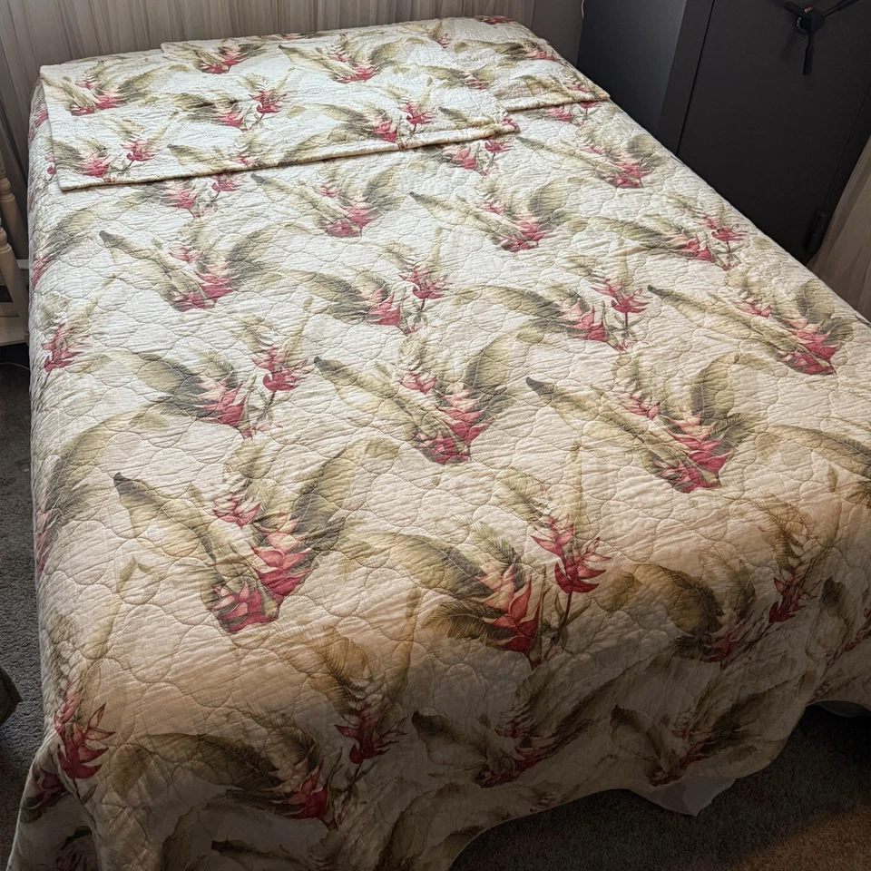 Tommy Bahama Edredón (Reina) Shams (Rey) Juego Reversible Botánico Tropical Algodón Foto 2 de 4