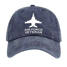 Air Force Veteran Jet Fighter Graphic Vintage Washed Cotton Baseball Dad Hat
