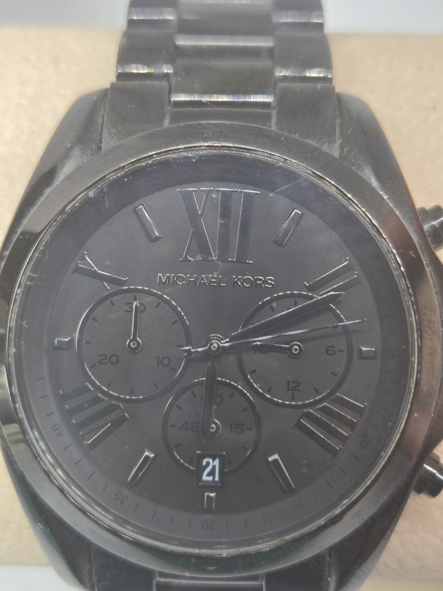 Michael Kor mk5550 Black Analog Day/Date Watch New Battery | eBay