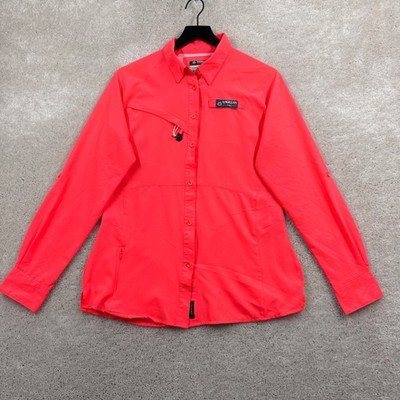 Magellan Fishing Shirt Womens Size Medium Pink Hi Vis Long Sleeve Button Up
