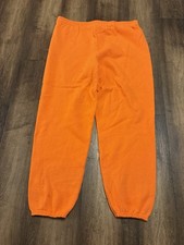 Vtg Tultex Sweatpants Joggers Men’s Large Blaze orange 90s Fleece USA Made Rare