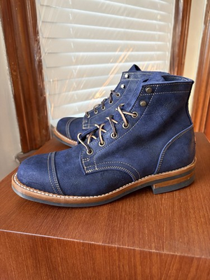 #ad WORN 1x w BOX TRUMAN 9D INDIGO RAMBLER NAVY BLUE CAP TOE BOOTS 9 D $400.00