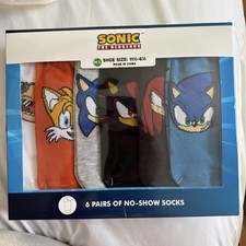 Sonic the Hedgehog Boys No-Show Socks New medi Shoe Size 11 1/2-6 1/2