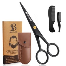 BROSTACHE 5  Professional Beard and Mustache Scissors, German Steel Black