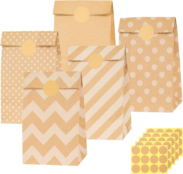 PapiertüTen Braun, 20 StüCk GeschenktüTen Braun TüTen Papier Mit 24 Aufkleber, P-image