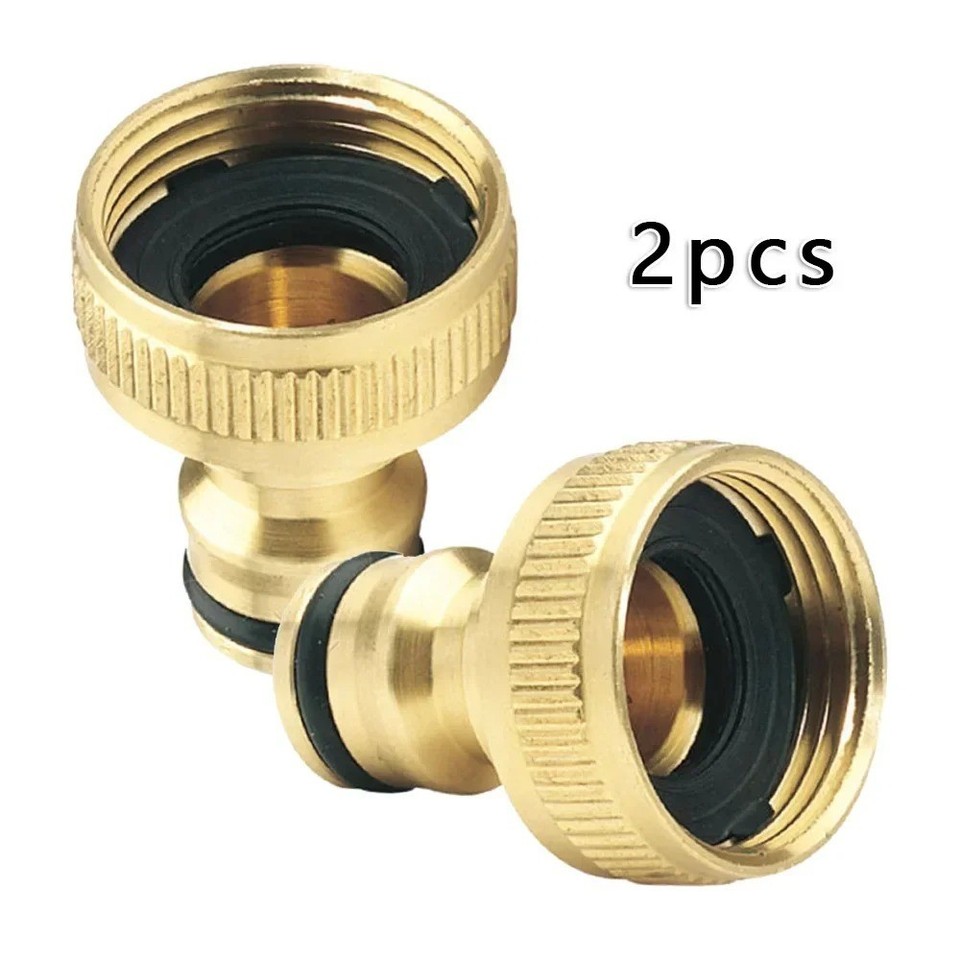 2 Pack Brass Tap Hose Connector 3/4