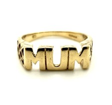 9ct Gold Mum Ring Yellow Gold Mum Ring Mummy Mama Wife Family Great Gift For Her