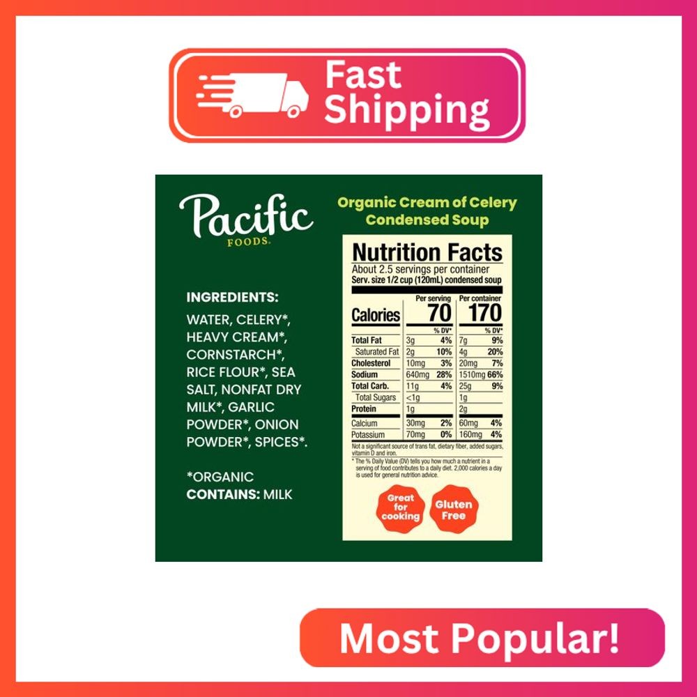 Pacific Foods Organic Condensed Cream of Celery Soup, 10.5 oz Can