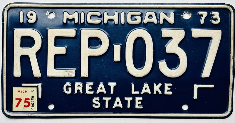1973 1974 1975 Michigan State Representative License Plate Political House 37