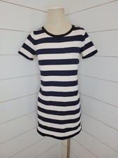 J Crew XS navy & white striped cotton dress