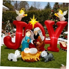 8 FT Christmas Inflatables Joy Nativity Scene Outdoor Decoration Xmas Blow up