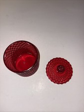 Red Diamond Cut With Lid Jar