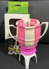 Lot o 2 The Fancy Musical Candle Soccer Trophy Shape Pink & White Birthday Party