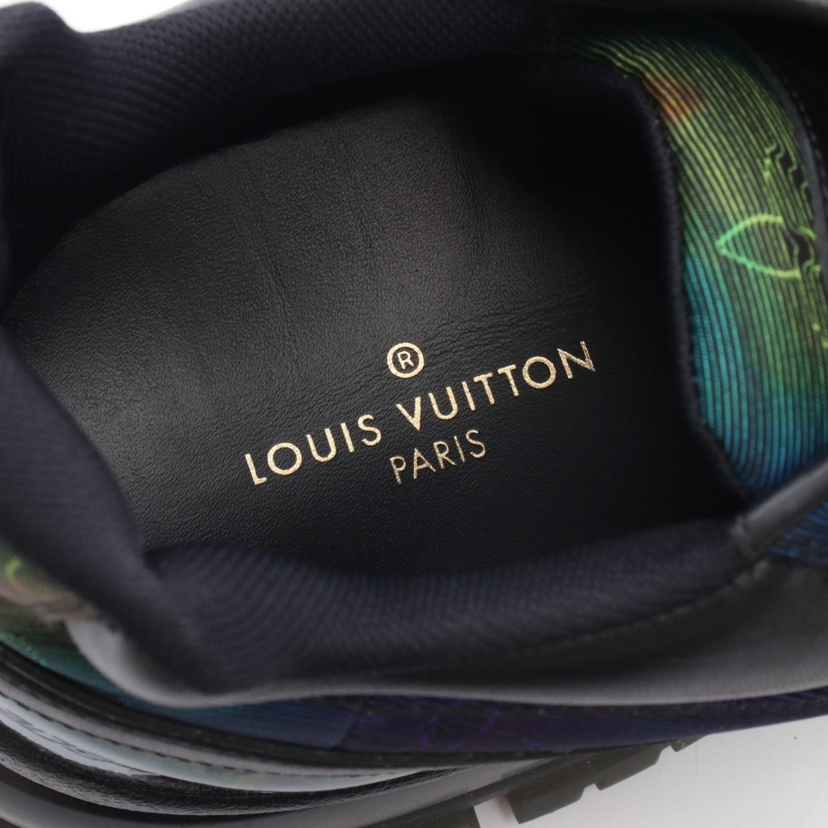 LOUIS VUITTON 2054 Line sneakers Shoes #8 leather Black Rainbow