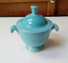 Homer Laughlin Fiesta Ware Original Turquoise Blue Sugar Bowl w/Lid