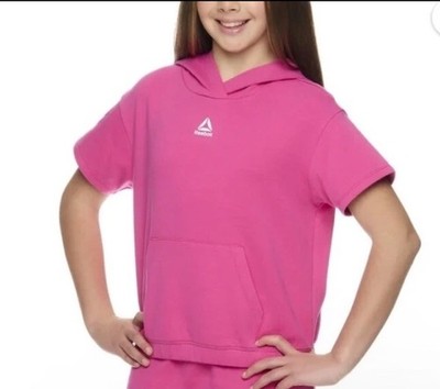 Reebok GirlsHooded Pullover Short Sleeve Color Raspberry Rose SzXXL(18) NWT