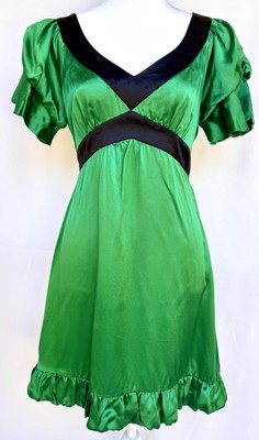green emerald velvet dress Sage Green Betsey Johnson 90s Pink Floral Satin Dress – Empress Vintage main image 0