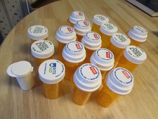 Assorted amber empty prescription bottles Lot of 17 - for crafts, storage, etc.
