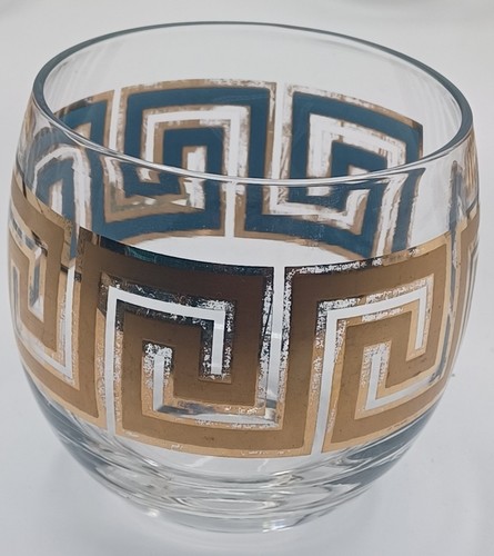 Set of 11 Culver Greek Key Roly Poly Low Ball Glasses 22 K Gold, MCM Rare - Picture 6 of 13