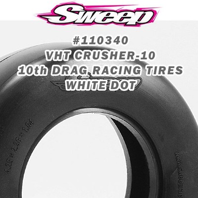 SWP110340  Sweep 10th Drag VHT Crusher-10 Belted tire White dot Med Com 2pc set