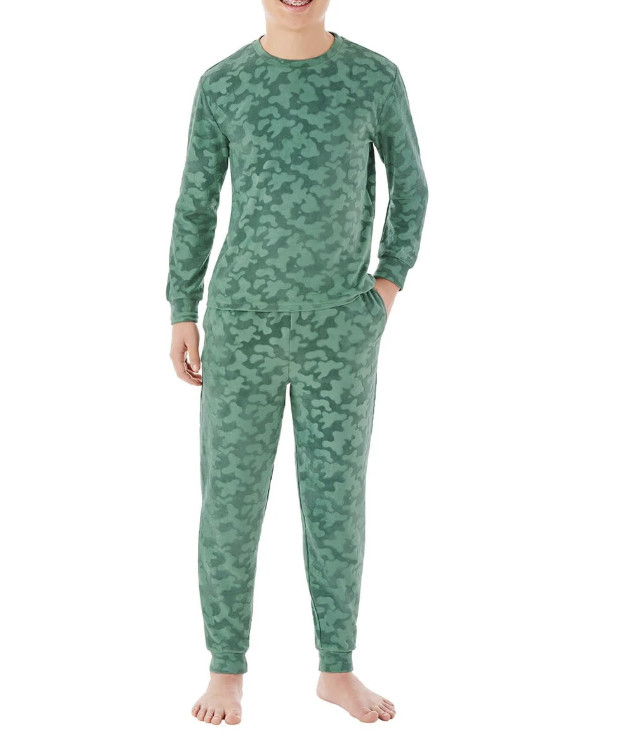 Pajama Set Green Cozy Boys L (10/12) By Member's Mark