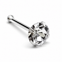 Nasenstecker 3 Mm Cz Kristall 22 G (0,6 Mm) 925 Sterling Silber Kugelende Pfo...
