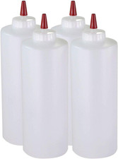 Squeeze Bottles for Sauces 32 Oz Clear Wide Mouth Pack of 6 Refillable Ketchup B