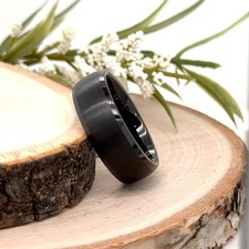 8mm Tungsten Carbide Sleek Ring Polished Brushed Finish Unisex Wedding Band