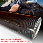 Pellicola adesiva CARBONIO NERO lucido 5D High Gloss car wrapping auto moto
