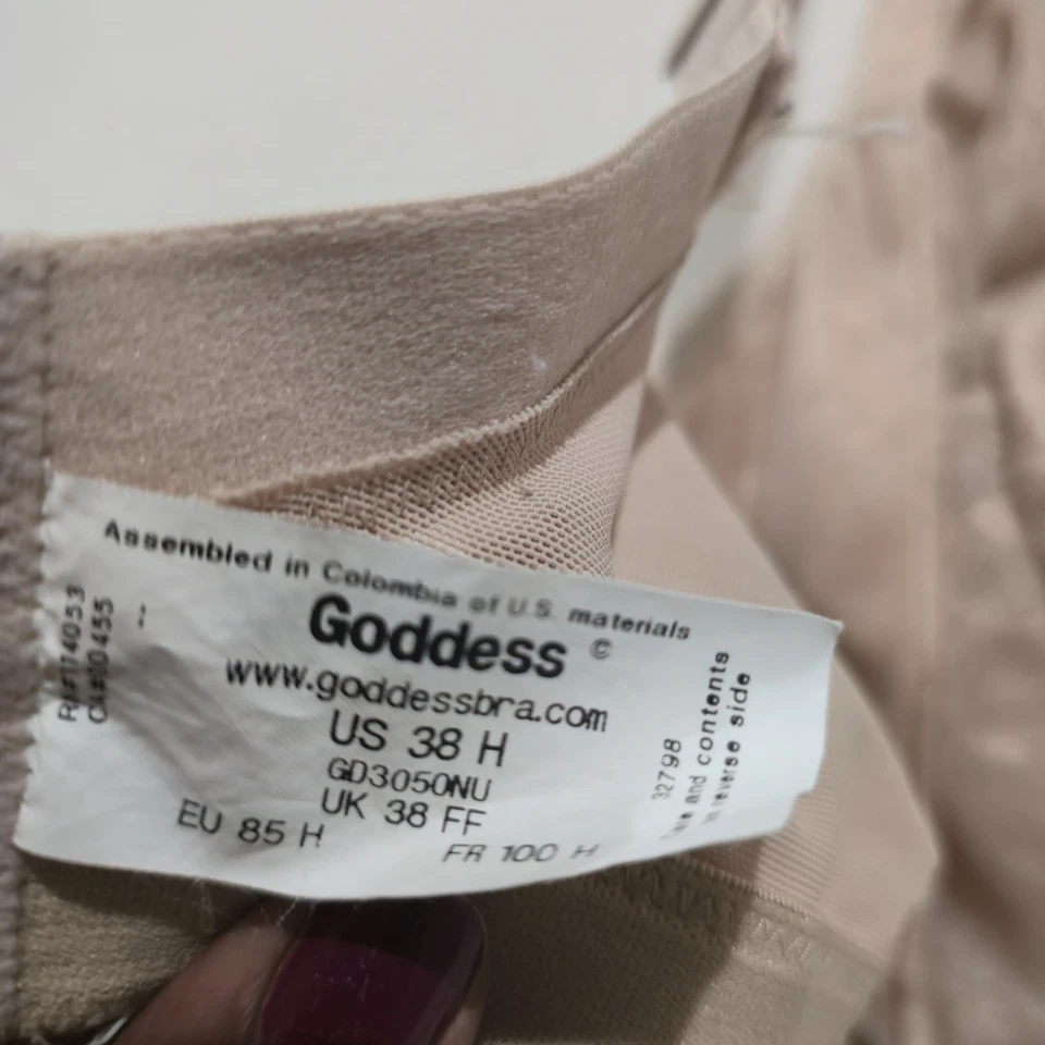 Goddess Retro Floral Lace Banded  Bra W/ Side Support Wireless US 38H Nude. - Image 3 of 4