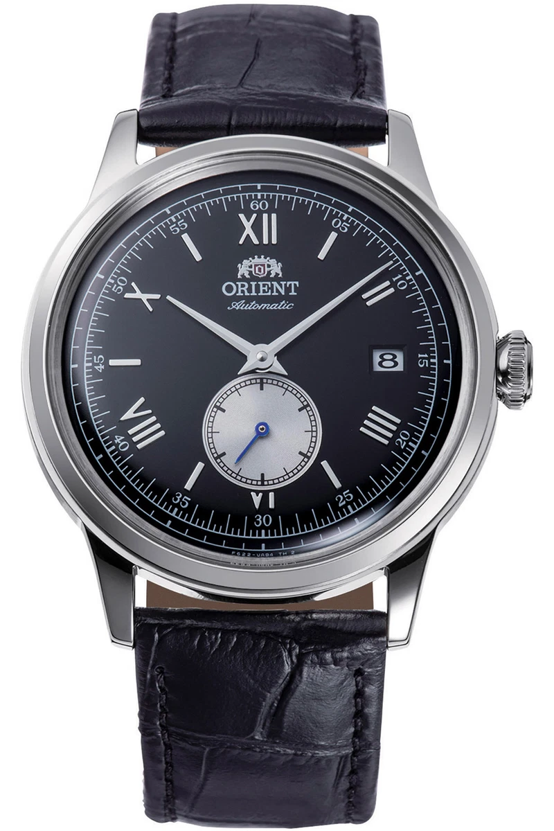 Orient Orologio da polso da uomo, colore nero, con cinturino in pelle, impermeabile, 3 bar, diametro cassa: 43 mm, FUG1R006W6
