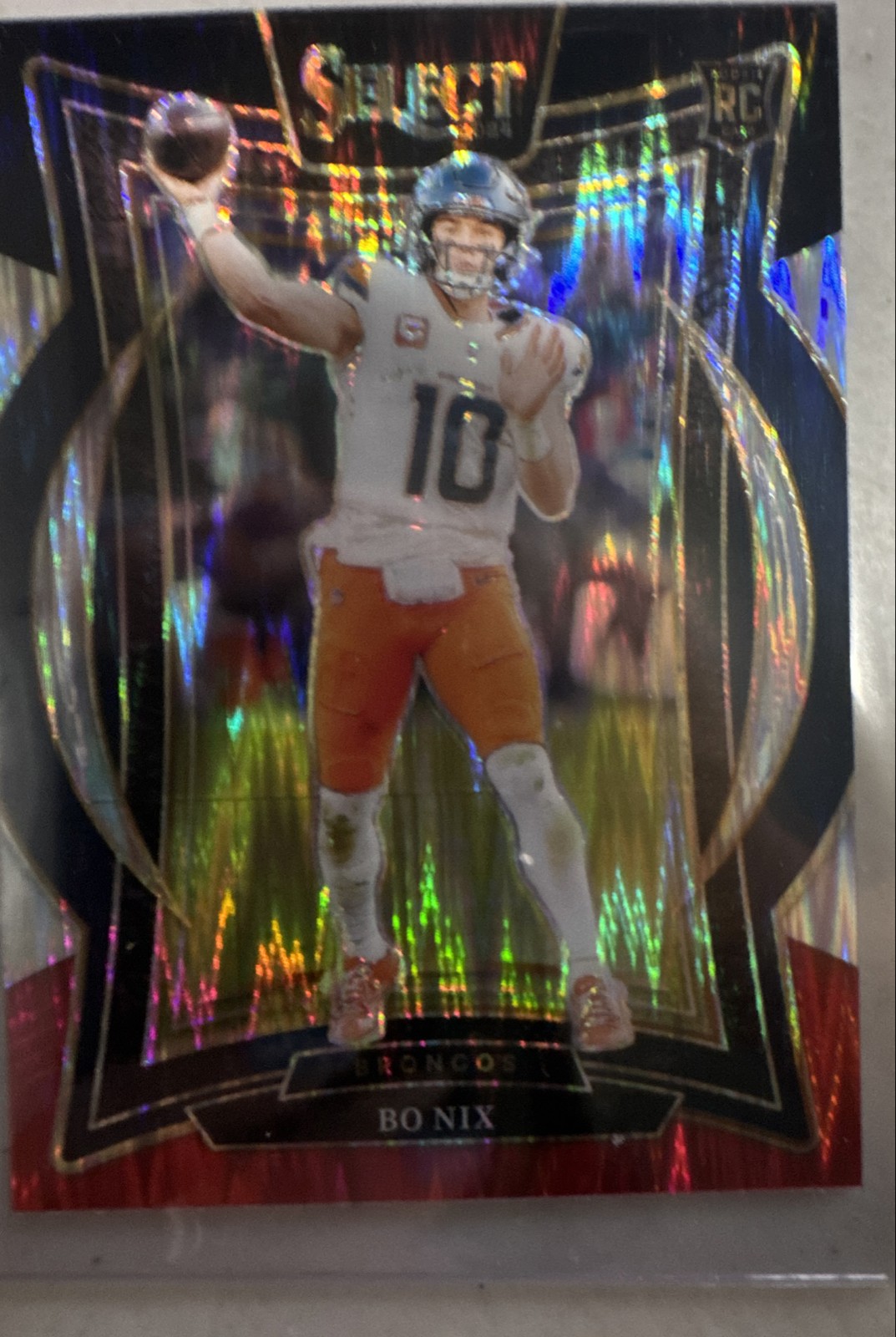 2024 Panini Select - Concourse Bo Nix #30 Red & Blue Shock Prizm (RC)