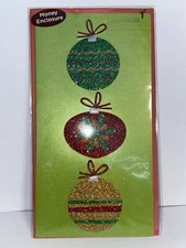 Papyrus Christmas Card - Money Enclosure Glittered Ornaments